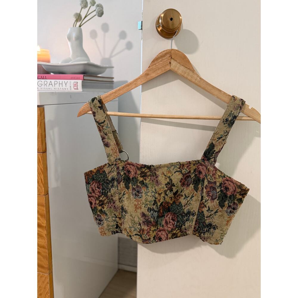 Sugar Thrillz Floral Tapestry Corset Crop Top Size M Cottagecore Bustier ✨